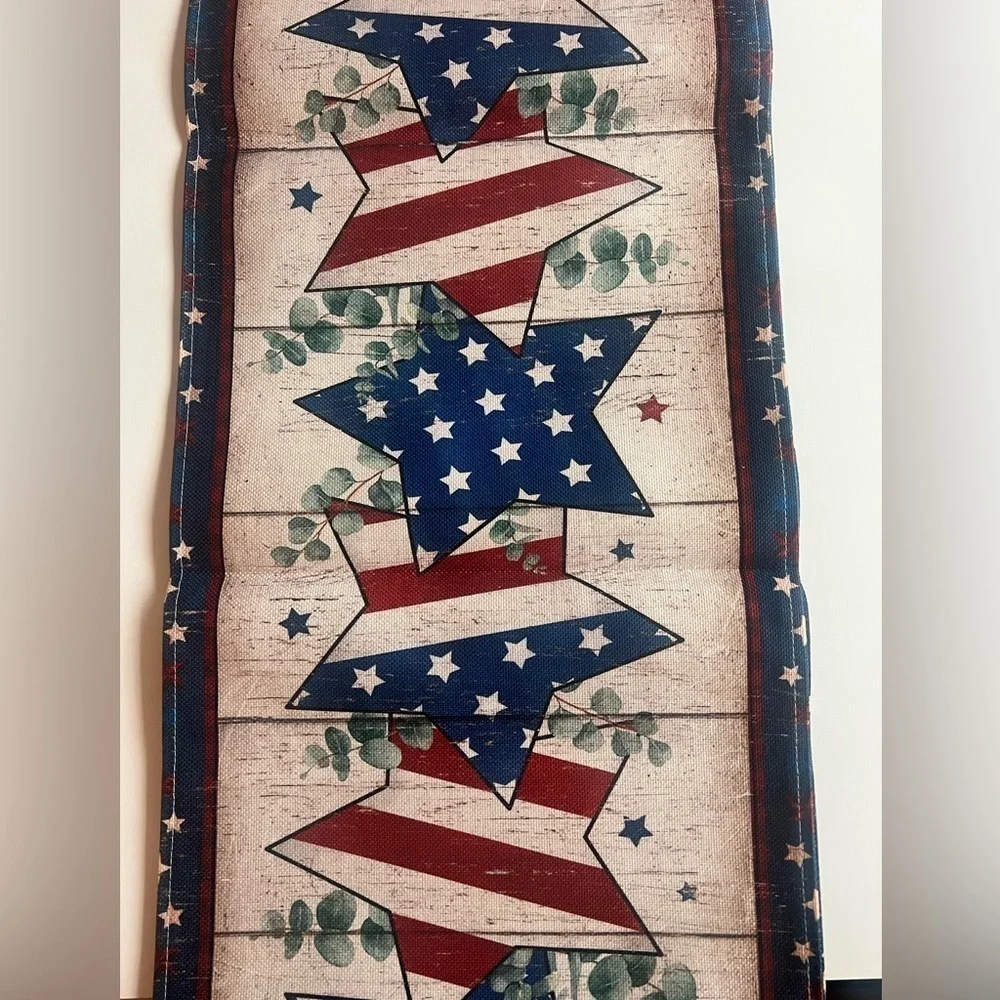 Patriotic Table Runner Red White Blue Stars Stripes